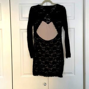 Express Black Lace Backless Dress